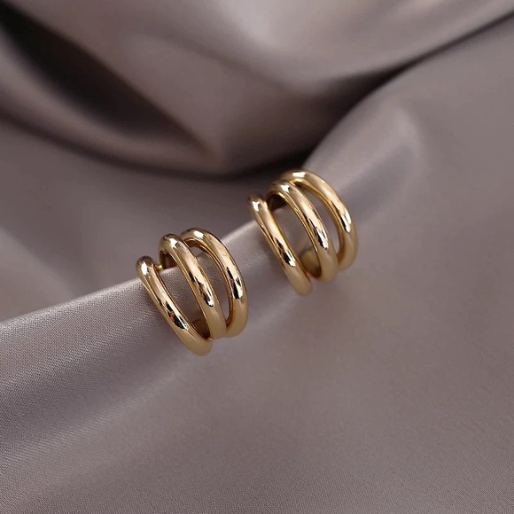 Gold Color Hoop Earrings - Picture 7 of 7